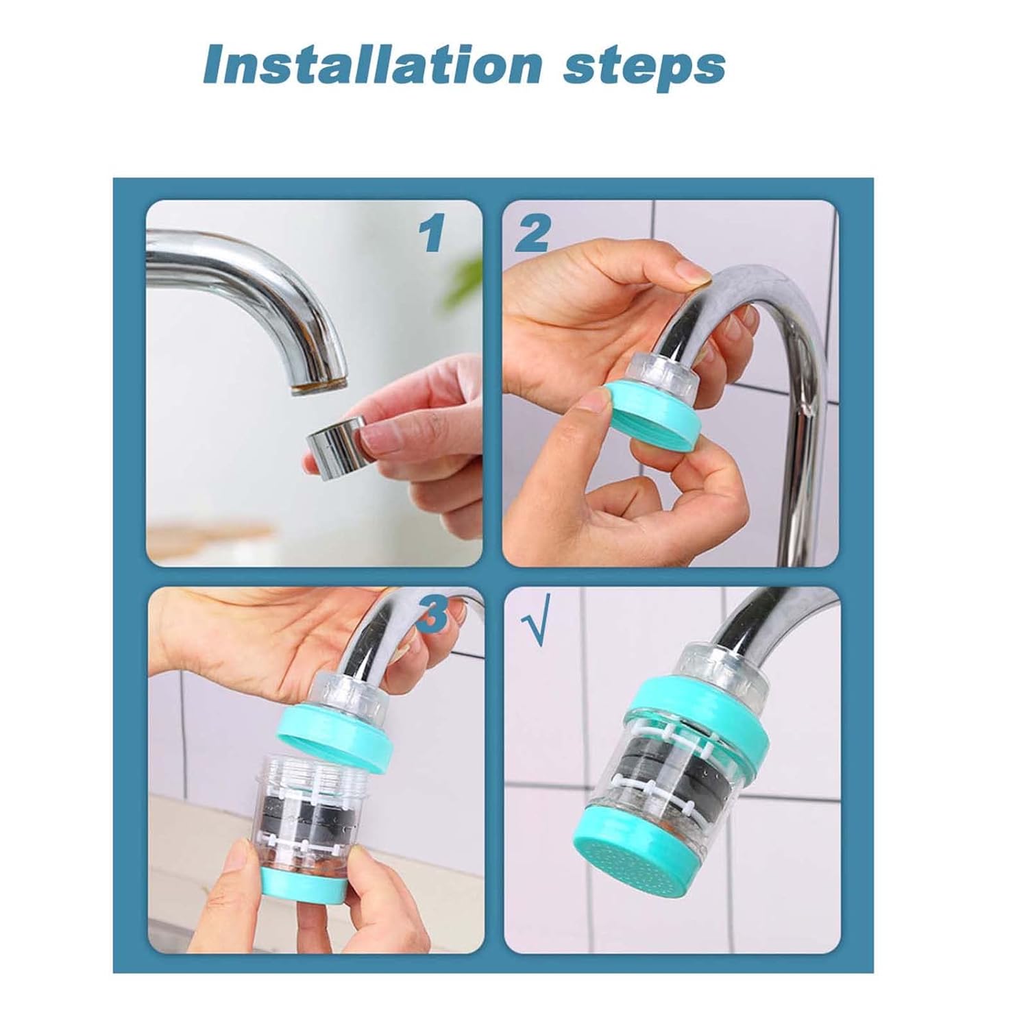 Paquete de 2 filtros de agua para grifo con piedra médica magnetizada, purificador de agua del grifo del grifo, filtro de agua de flujo rápido para