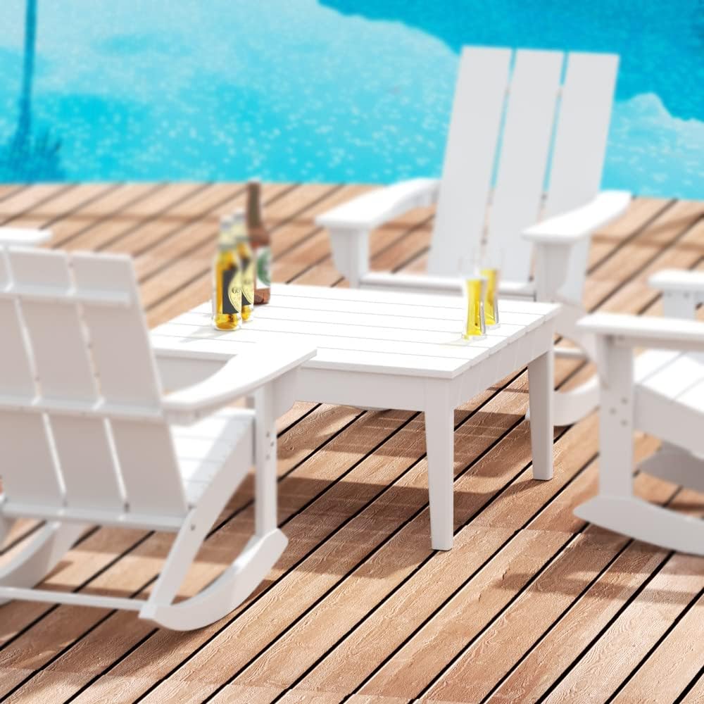 WestinTrends Ashore – Mesa de centro para exteriores, 32 pulgadas de madera de polietileno Adirondack para todo tipo de clima, mesa auxiliar