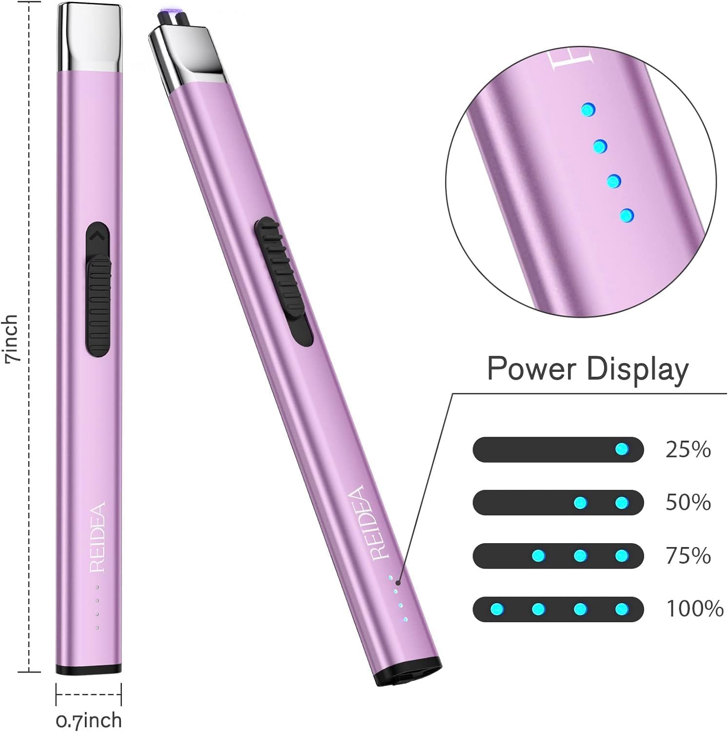 REIDEA Encendedor electrónico de velas recargable por USB con bloqueo de seguridad, resistente al viento, disipación de calor rápido, interruptor