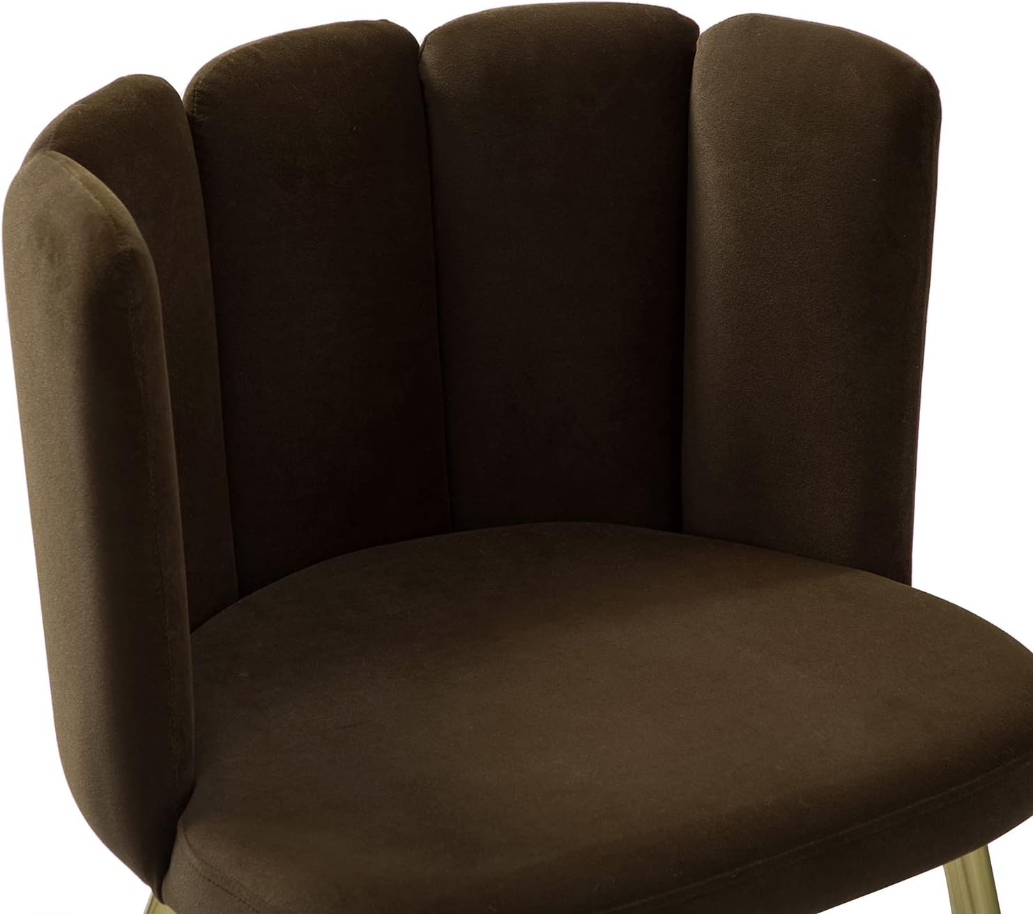 HULALA HOME Silla de comedor de terciopelo moderna con respaldo de concha y patas de metal dorado, cómoda silla tapizada para sala de estar,