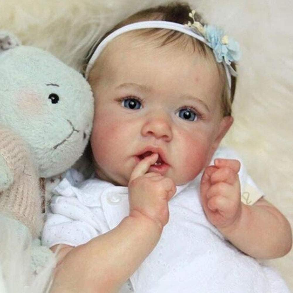 Muñecas Reborn Baby Girls, linda muñeca de vinilo Reborn de 18 pulgadas con cuerpo de tela suave y pesada, muñeca realista de vinilo con peso hecho