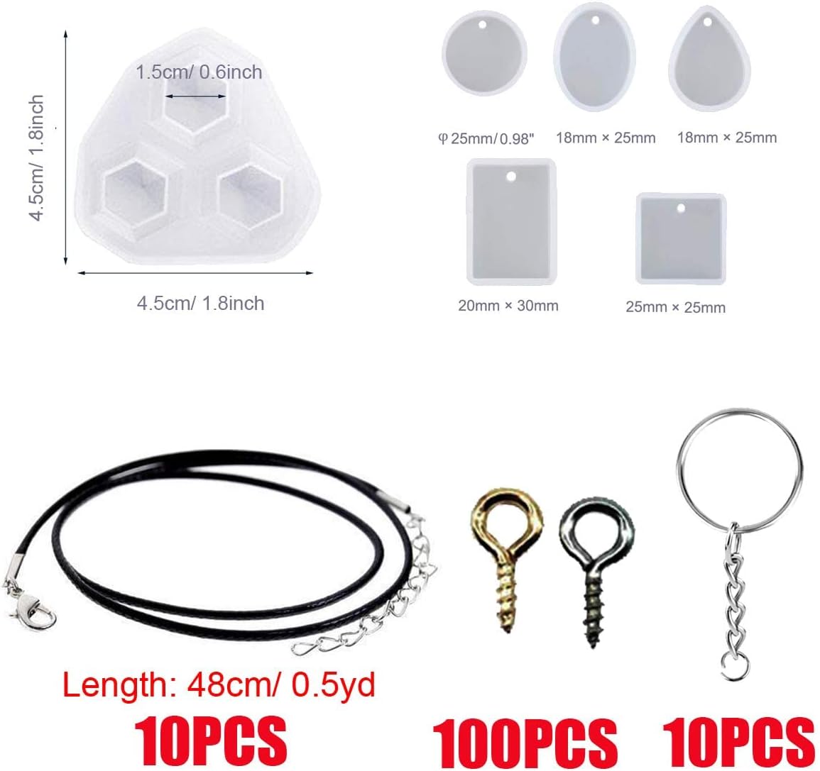 Woohome Juego de 43 moldes de silicona transparentes para joyería, juego de moldes de fundición de ondas de agua, incluye 22 moldes de fundición de