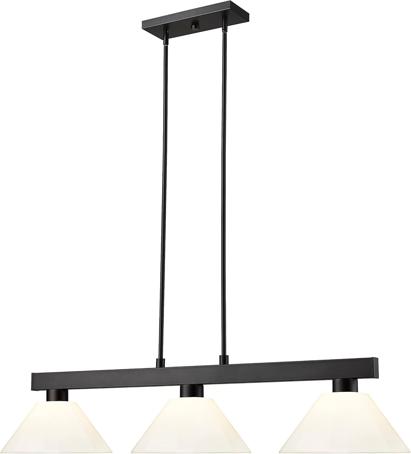 Cobalto – Billar de 3 luces con sombra, 8 pulgadas de alto y 14 pulgadas de ancho, acabado negro mate, color blanco