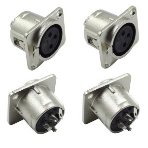 XLR hembra Jack 3 pines montaje en panel, conector XLR hembra de audio altavoz micrófono conector 4 piezas, carcasa de metal plateado XLR hembra Jack 3 pines montaje en panel, conector XLR hembra de audio altavoz micrófono conector 4 piezas, carcasa de metal plateado