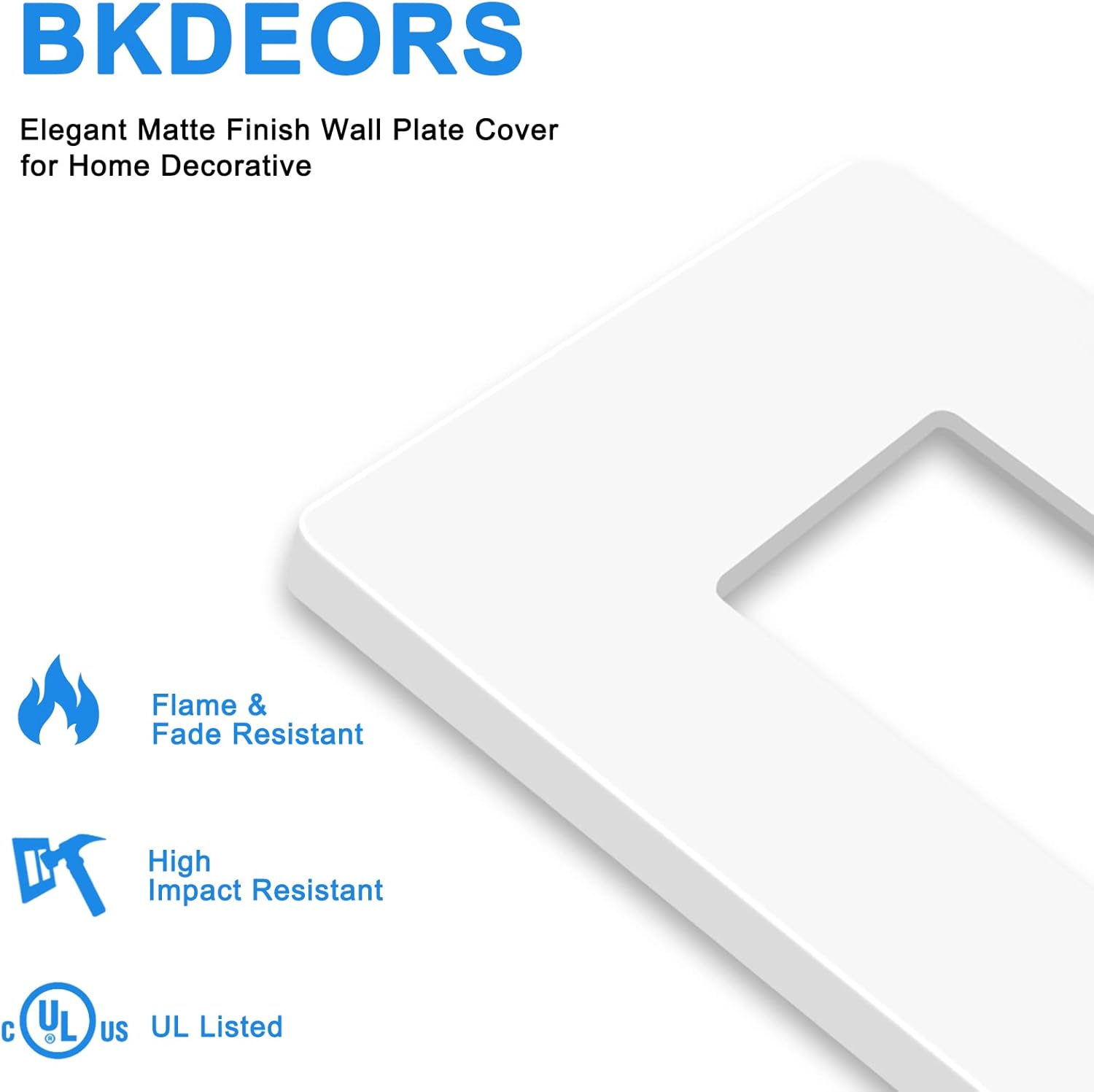 Placas decorativas de pared sin tornillos, acabado brillante, tamaño estándar, cubierta termoplástica irrompible para interruptor de salida de
