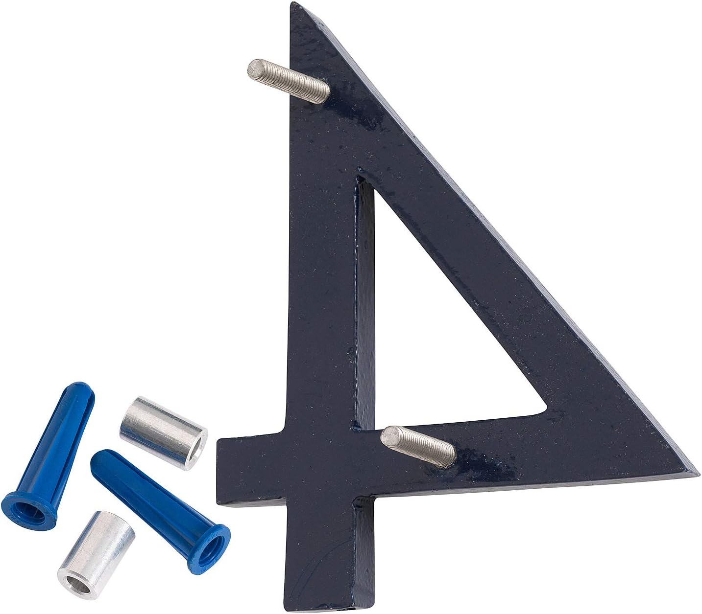 Montague Metal Products MHN-08-F-NY1-4 Números de casa de dirección flotantes modernos de aluminio cepillado sólido, 8 pulgadas, azul marino con