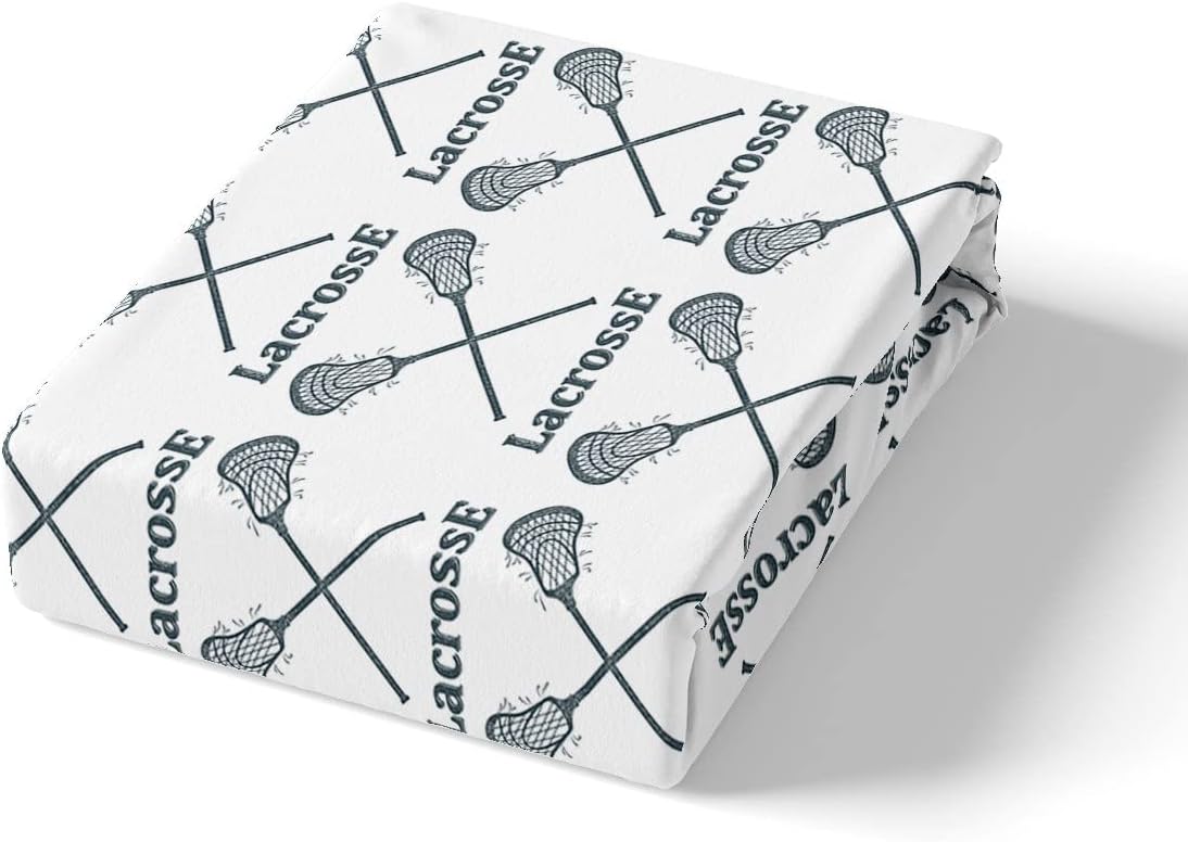 Erosebridal Lacrosse – Funda de edredón para adolescentes y jóvenes, juego de ropa de cama de palo de lacrosse negro y blanco, funda de edredón