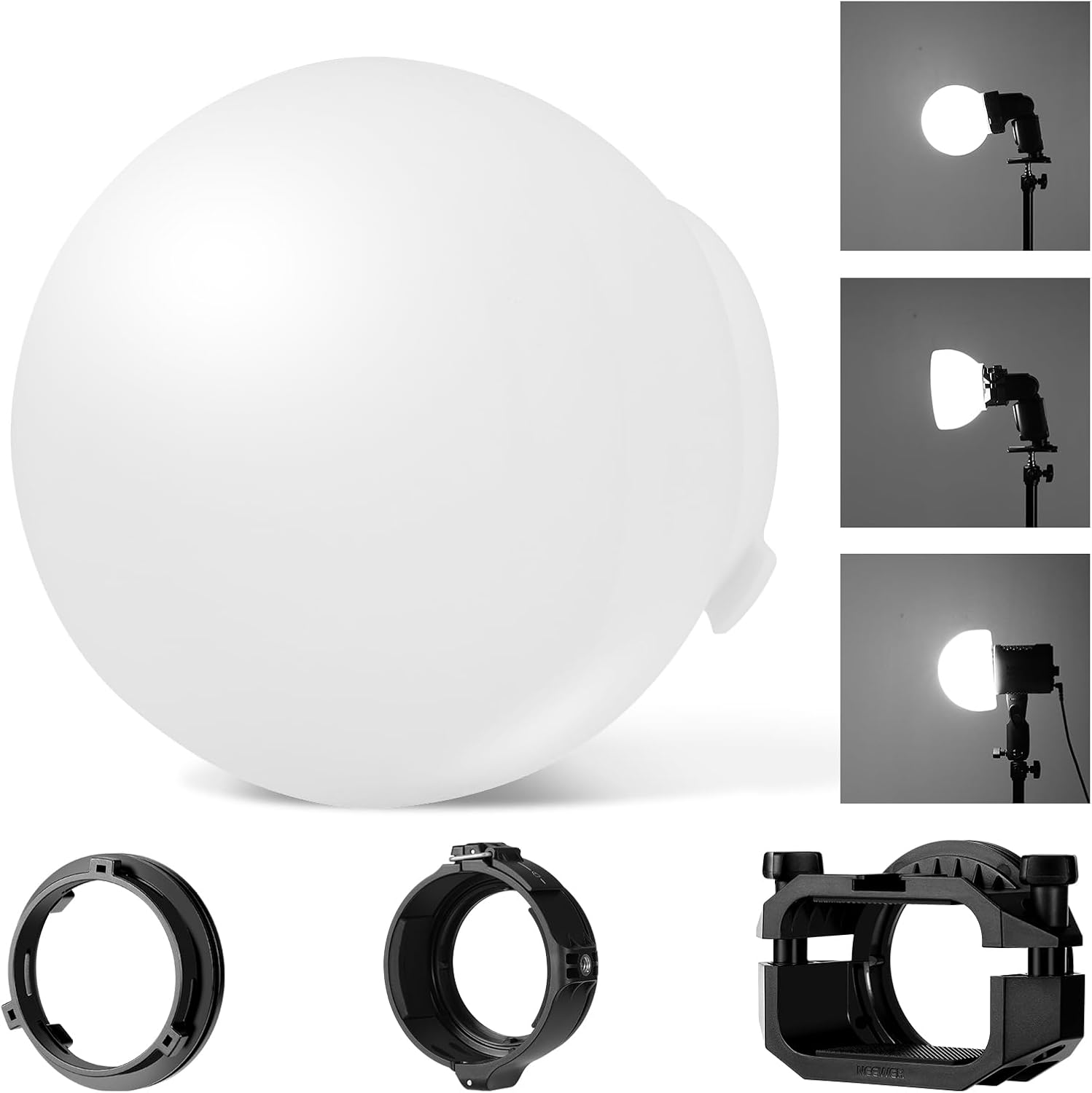 NEEWER CRS6 Softbox Diffusion Dome con 3 anillos adaptadores, compatible con Godox V1 NEEWER Z1 Z2 Flash de cabeza redonda y Speedlite Square Z760 y