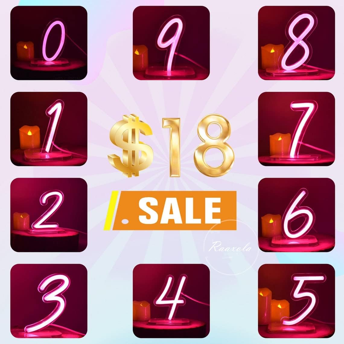 Letrero LED de neón número 1, regulable, alimentado por USB, lámpara de noche con base acrílica para decoración de escritorio de pared, dormitorio
