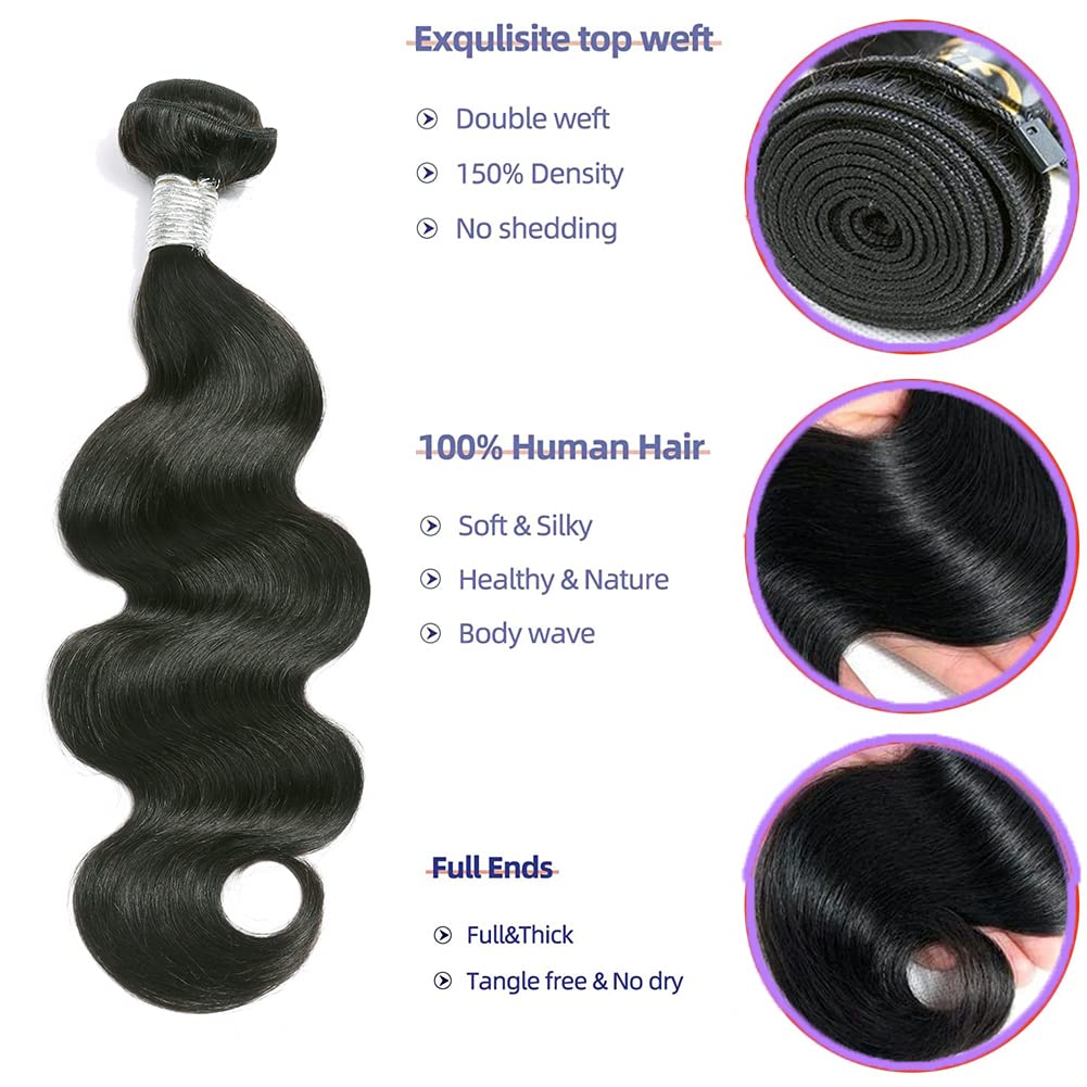Zezejenhu – Manojos de cabello humano ondulado brasileño Remy, manojos de cabello humano ondulado natural 12A, 100% sin procesar, tejido virgen