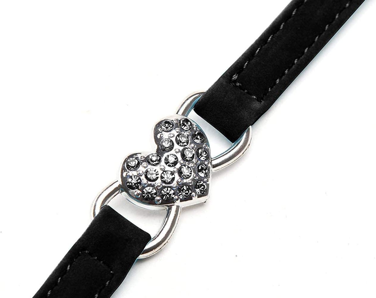 chukchi corazón Bling collar de gato con cinturón de seguridad y campana 811pulgadas, xs, Negro y rosado