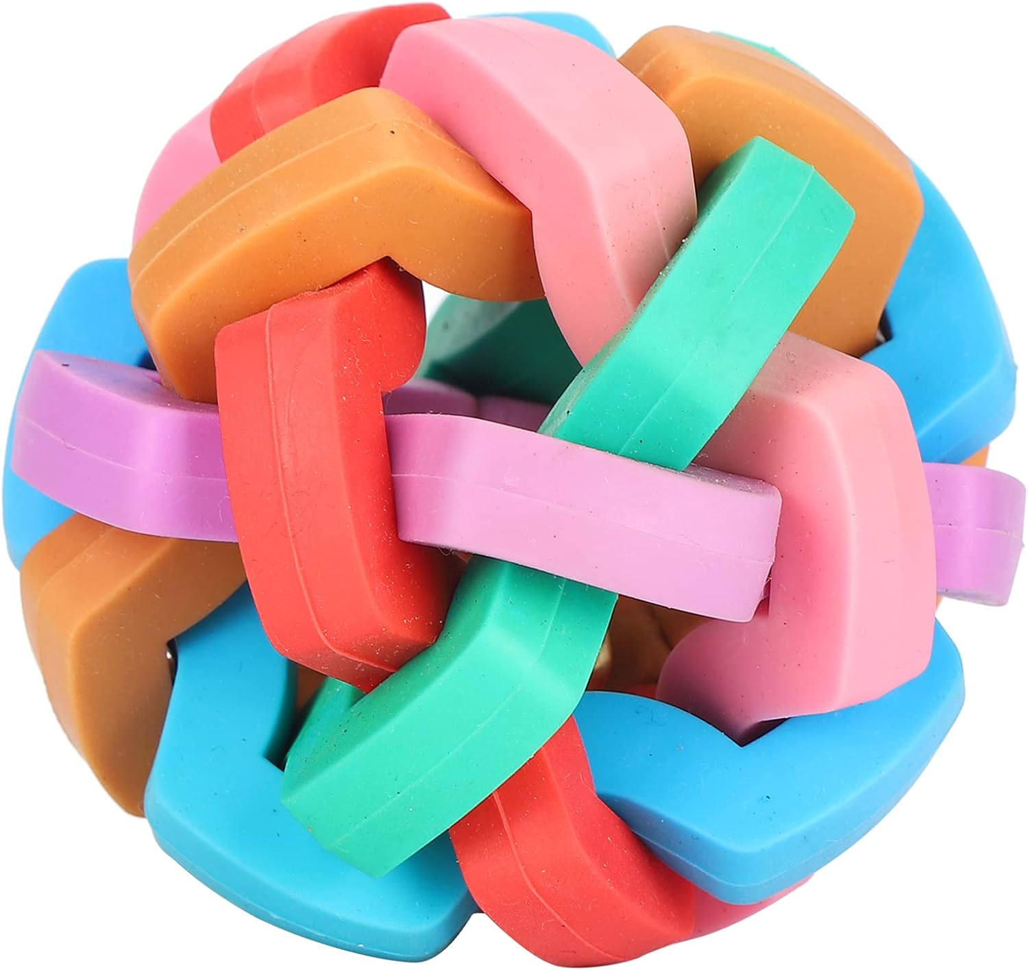 GLOGLOW Juguetes de bola de goma, colorido suave TPR bola masticar juguete interactivo con campana interior para perros Mini cerdos (M) juguetes de