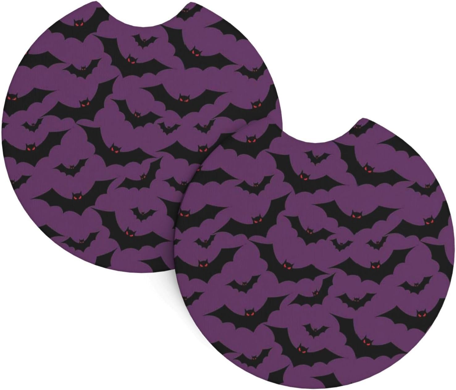 Portavasos de automóvil de murciélago de Halloween para mujeres y hombres, tapete decorativo absorbente de goma para taza de automóvil con parte