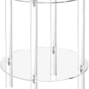 homzone Mesa auxiliar de acrílico transparente, mesa auxiliar, diseño de 2 niveles, para sala de estar, dormitorio, 16 pulgadas de largo x 16 homzone Mesa auxiliar de acrílico transparente, mesa auxiliar, diseño de 2 niveles, para sala de estar, dormitorio, 16 pulgadas de largo x 16