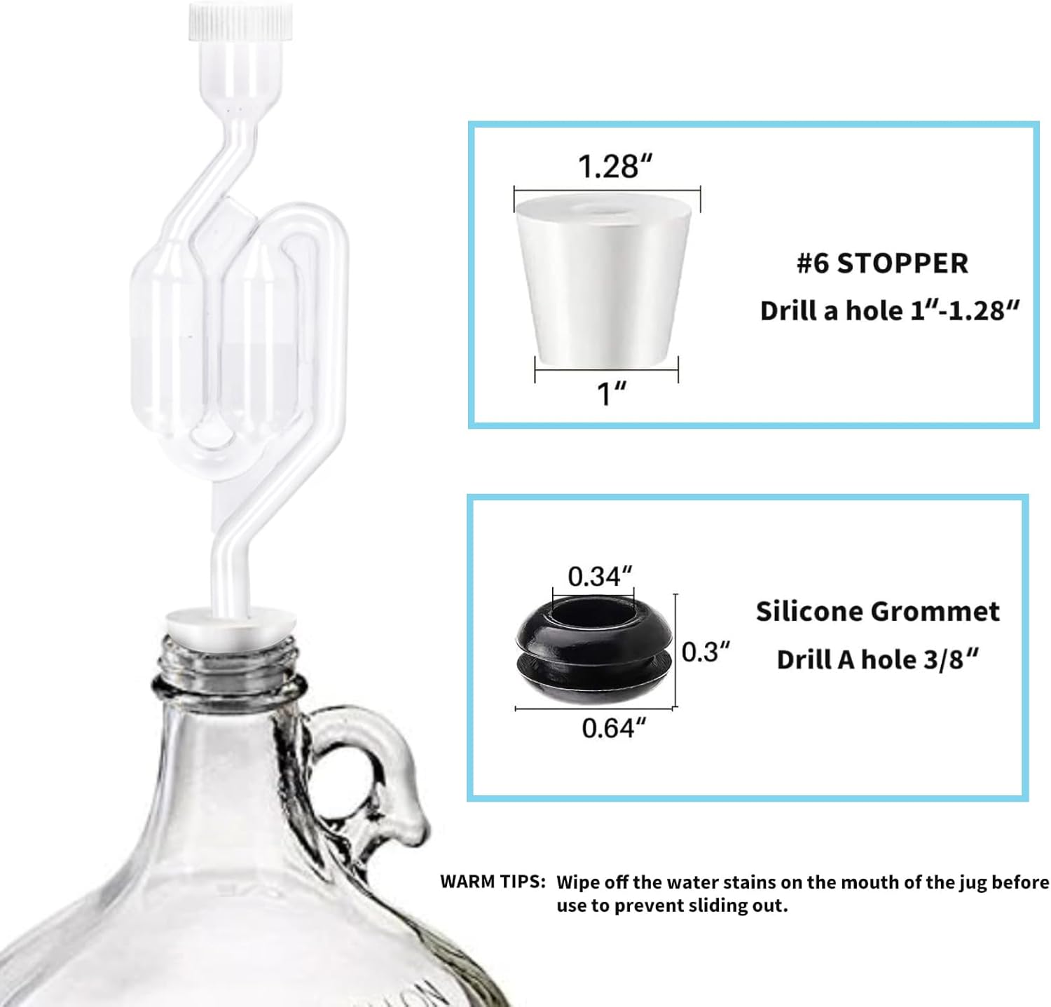 Esclusas para fermentación Paquete de 6, esclusa de fermentación, esclusa de aire de burbujas para fermentaiton, frasco, carboy, bung, nueva