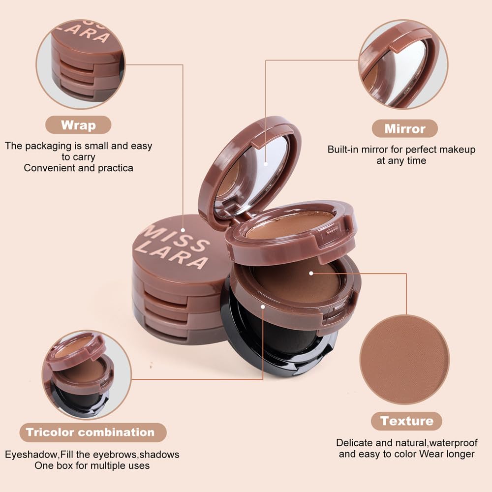 Paleta de polvo de cejas de 3 colores, maquillaje de cejas impermeable y duradero, relleno de cejas en polvo para dar forma a las cejas perfectas