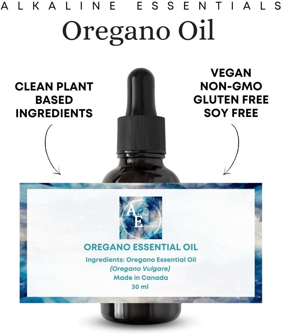 Alkaline Essentials Aceite de orégano puro de 1.0 fl oz (Origanum Vulgare) vegano, sin OMG