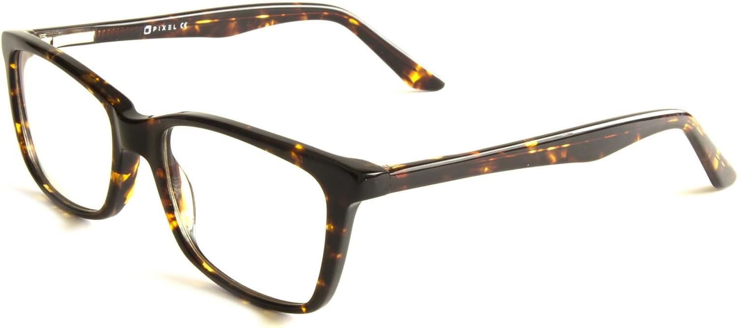 Gafas de computadora de diseño con protección UV antiluz azul, antirreflejos, borde completo, marco de acetato, color tortuga, estilo Oryc