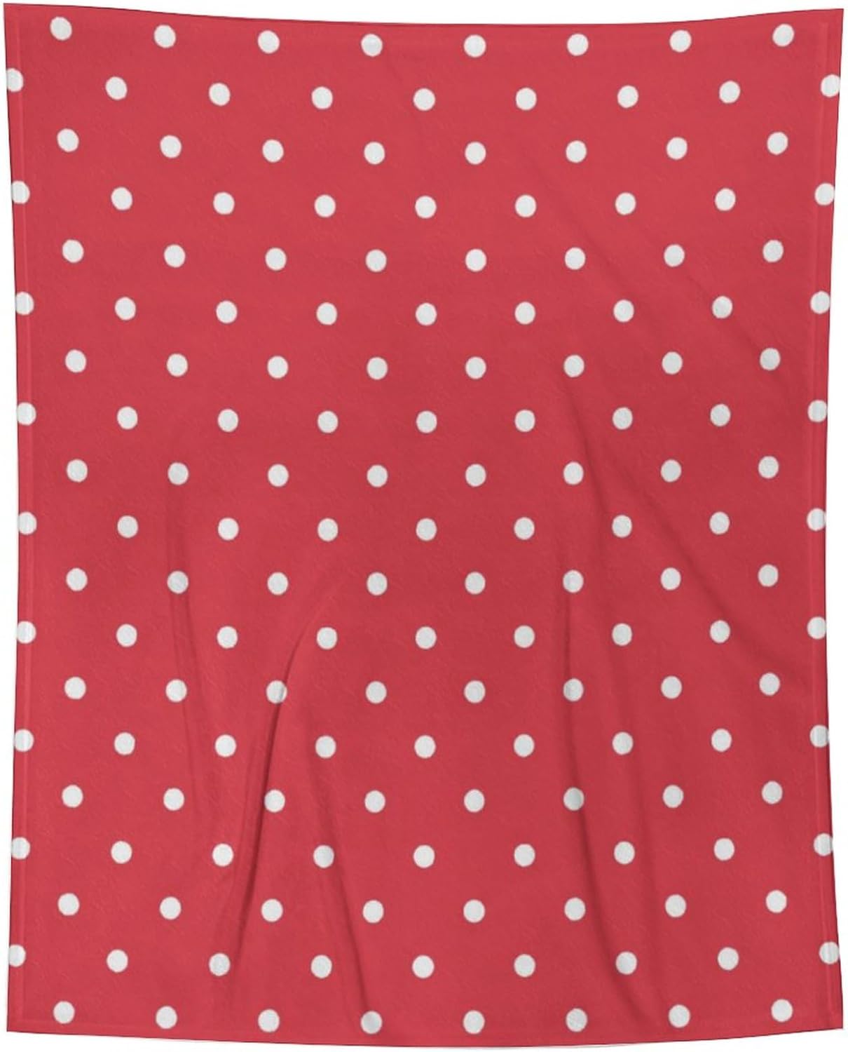 Manta de felpa de lunares rojo y blanco, suave y acogedora, manta de franela para todas las estaciones, para sofá, cama, 50 x 60 pulgadas
