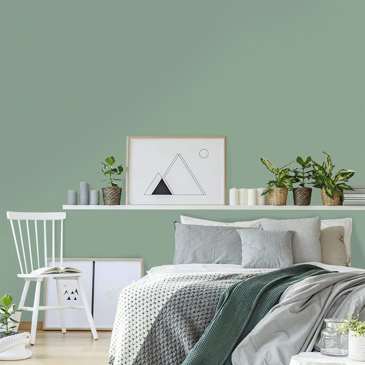 Papel tapiz verde para despegar y pegar, color sólido, papel de contacto verde de 17.7 x 118.1 pulgadas, papel tapiz de vinilo autoadhesivo para