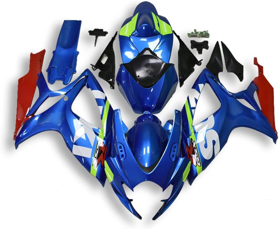 Carenado de plástico azul rojo apto para Suzuki 2006 2007 GSXR 600750 Molde de inyección ABS Carrocería nuevo mercado de accesorios Kit de