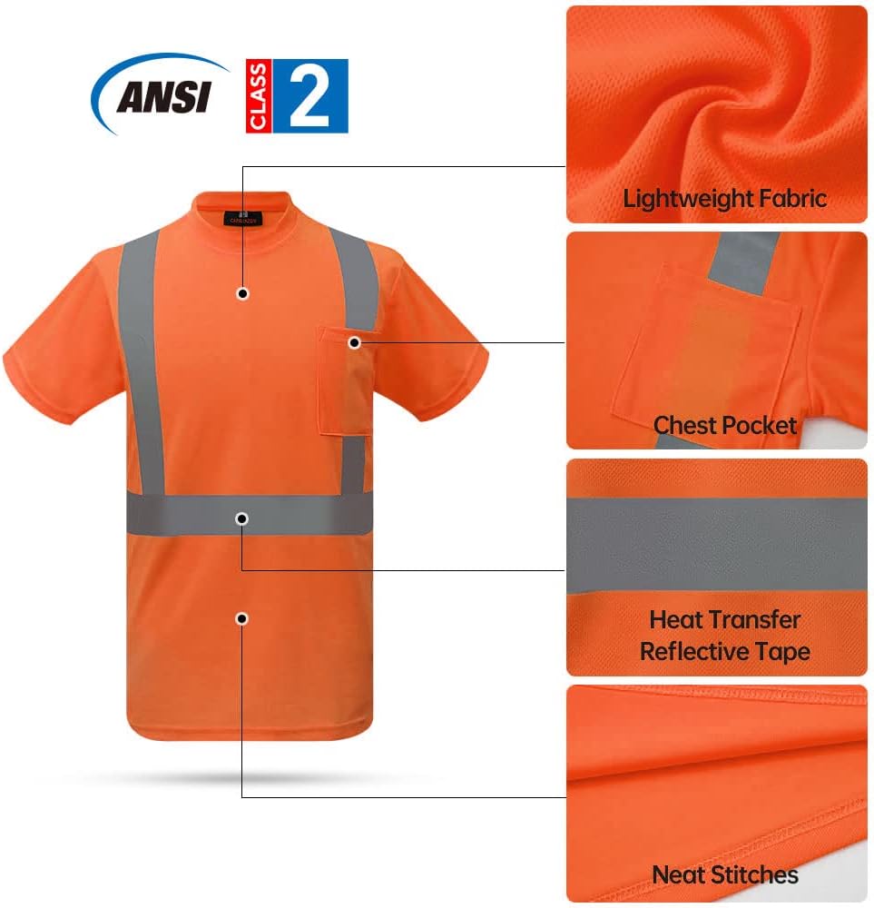 Camisa de seguridad ANSI Clase 2 Camiseta reflectante de alta visibilidad unisex
