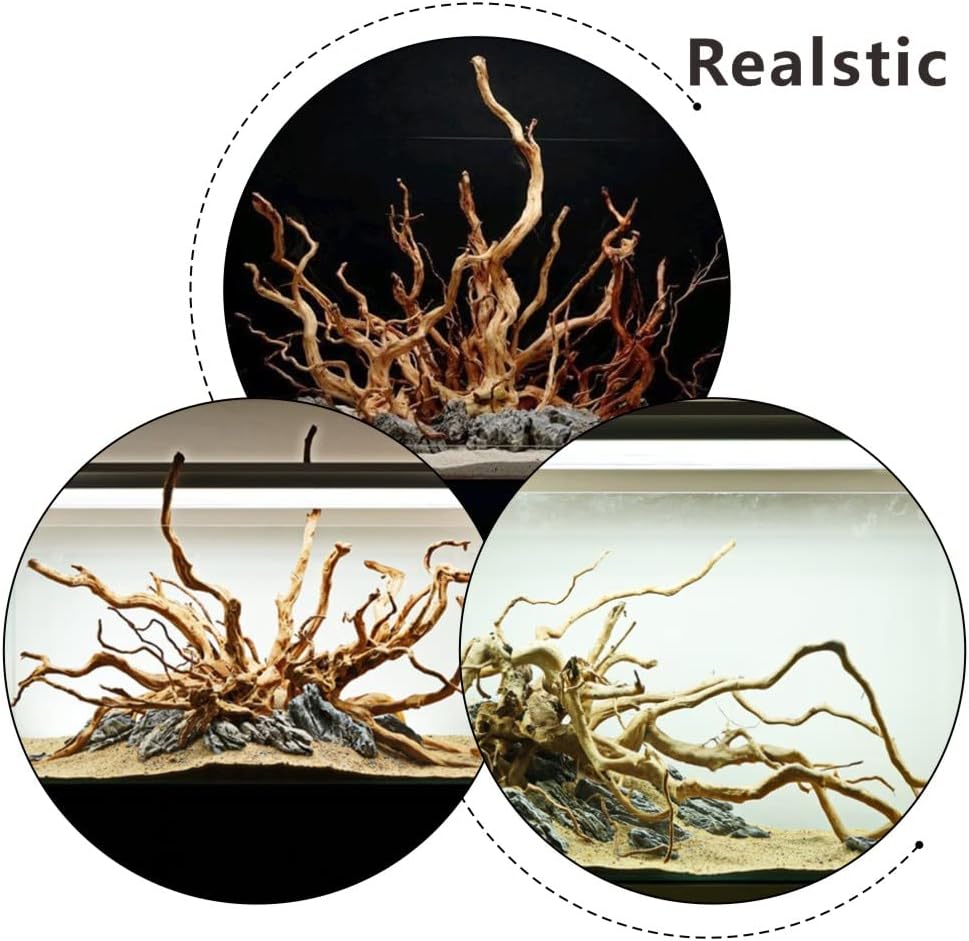 5 piezas de madera flotante para acuario de madera flotante, decoraciones de pecera, ramas de madera maciza de reptiles para pecera, escondite de
