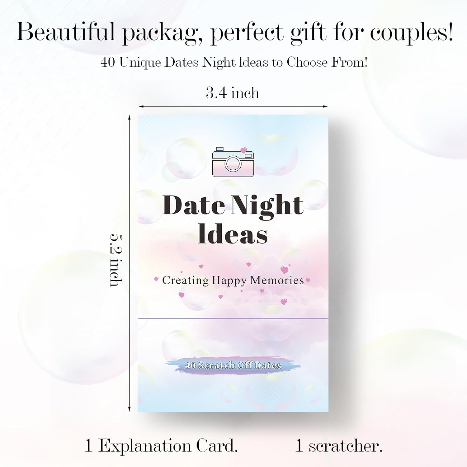 40 Ideas de citas nocturnas para parejas, Tarjetas aventureras para rascar para juegos de pareja, Ideas de regalos de aniversario de boda para él,