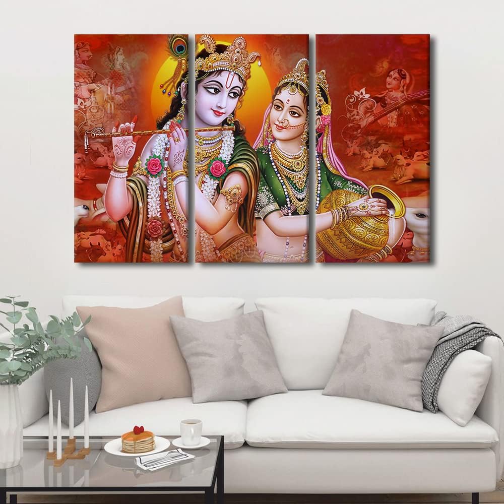 TUMOVO Radha Krishna – Lienzo decorativo para pared para sala de estar, decoración del hogar, dios hindú, impresiones en lienzo, decoración
