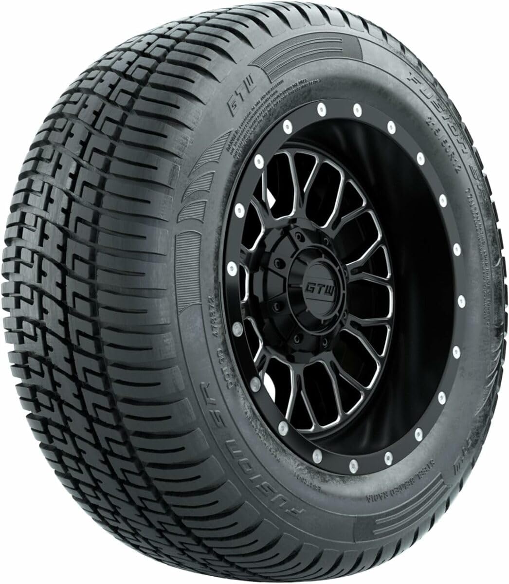 GTW Combo de ruedas y neumáticos para carrito de golf de 12 pulgadas  GTW Helix negro materuedas mecanizadas en 21550-12 (20.5 pulgadas) Fusion SR
