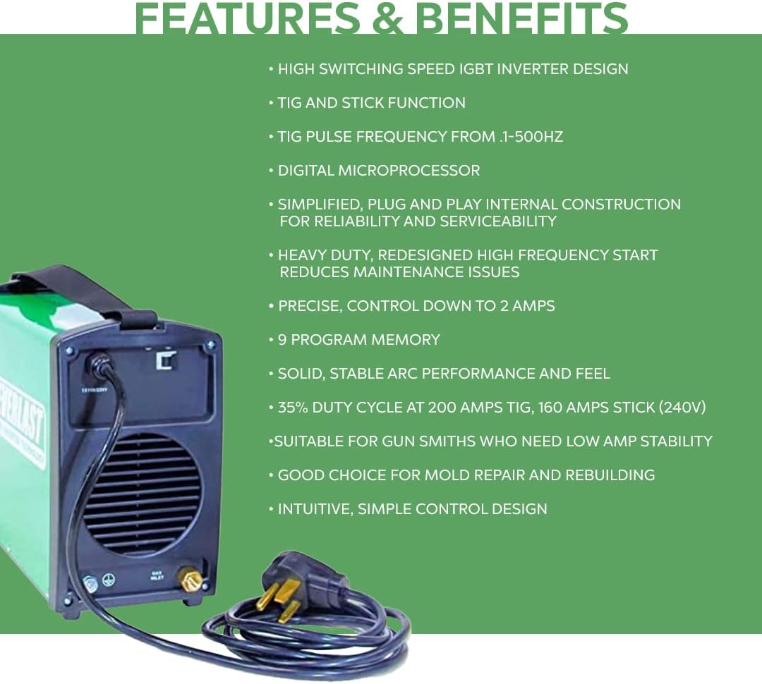 Nuevo Poweri-TIG 200T Digital DC TIGStick Soldador BAJO 2 Amp Arranque, Voltaje Dual 110V220V