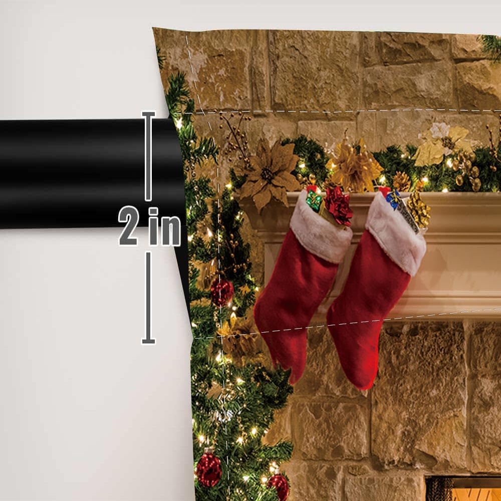 TOKTILIKT Calcetines de cortina de Navidad de 82 x 84 pulgadas, diseño de chimenea, arco de regalo, decoración de dormitorio, sala de estar,