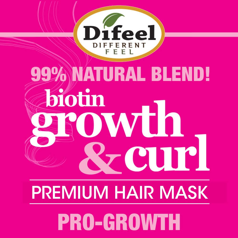 Difeel Mascarilla capilar de biotina para crecimiento y rizo, 12 onzas, mascarilla capilar para el crecimiento del cabello rizado