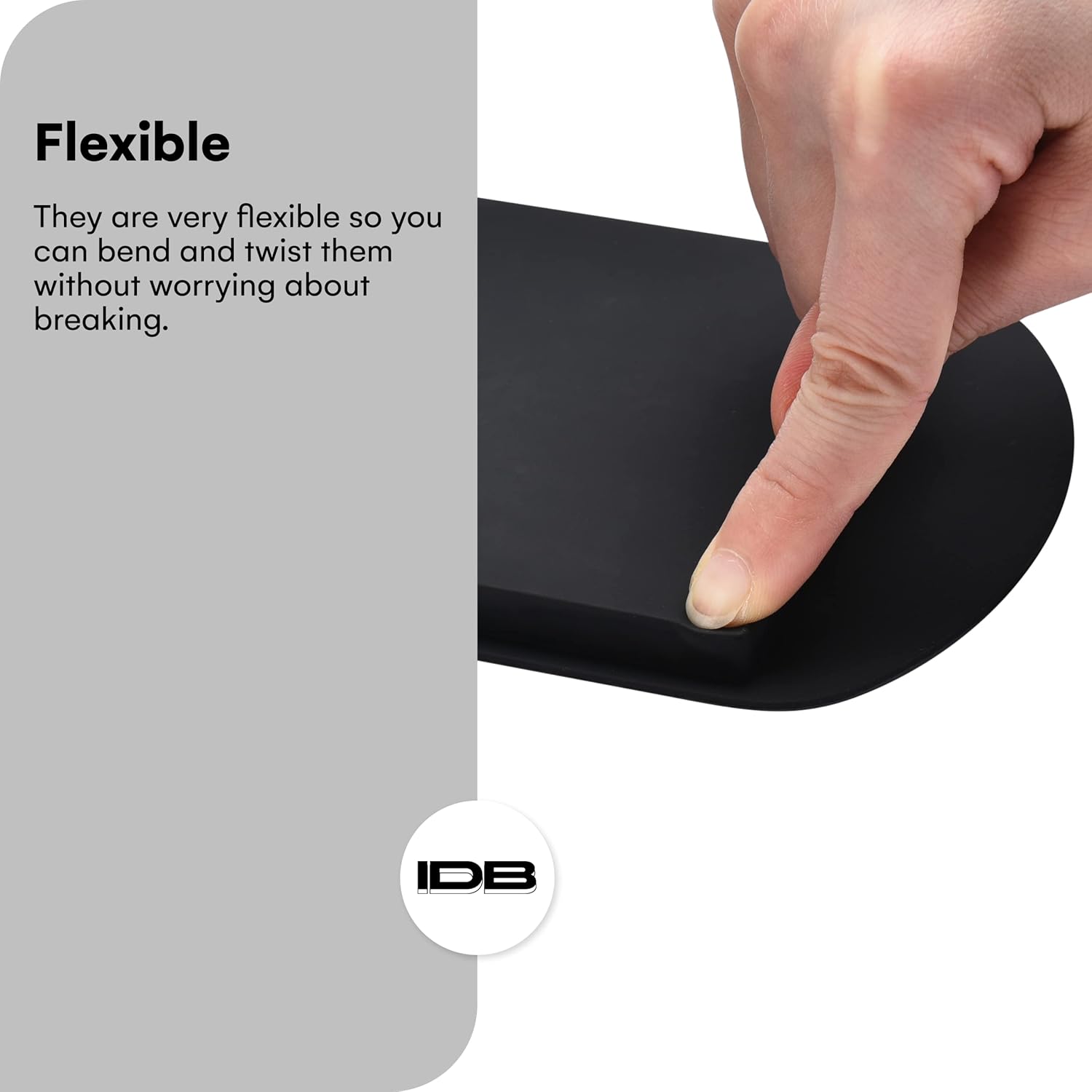 Wood Grip Bandejas de silicona para cubitos de hielo, molde para cubitos de hielo de fácil liberación de 9 x 5 pulgadas, bandeja de hielo negra