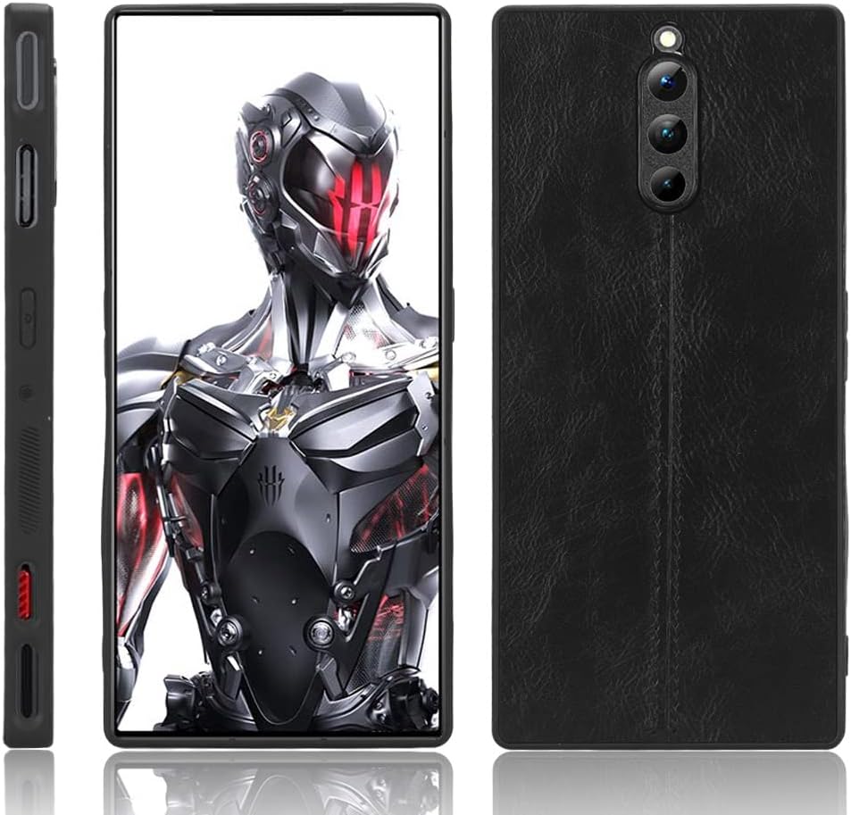 Funda para ZTE Nubia Red Magic 8 Pro, piel sintética retro ultra delgada a prueba de golpes para ZTE Nubia Red Magic 8 Pro+ NX729J Case Negro