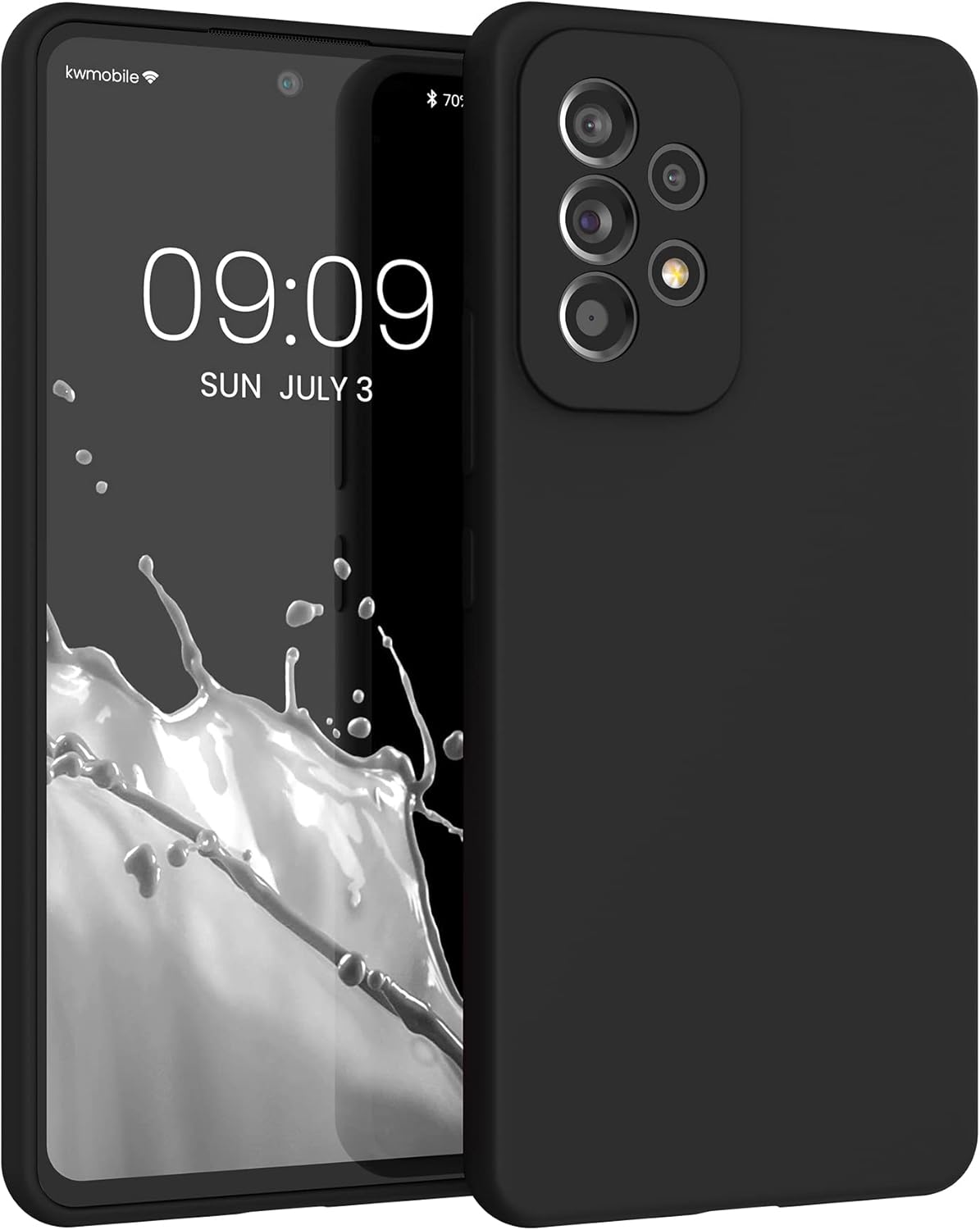 kwmobile Funda compatible con Samsung Galaxy A53 5G – Funda de silicona TPU con acabado suave – Negro mate
