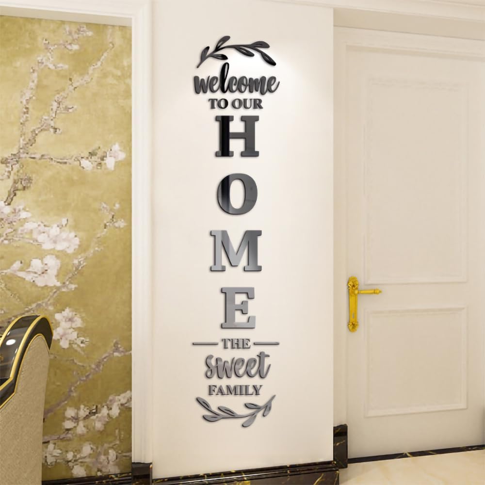 Home – Calcomanías de pared para espejo familiar, citas y letras, calcomanías de pared acrílicas, decoración de pared para sala de estar,