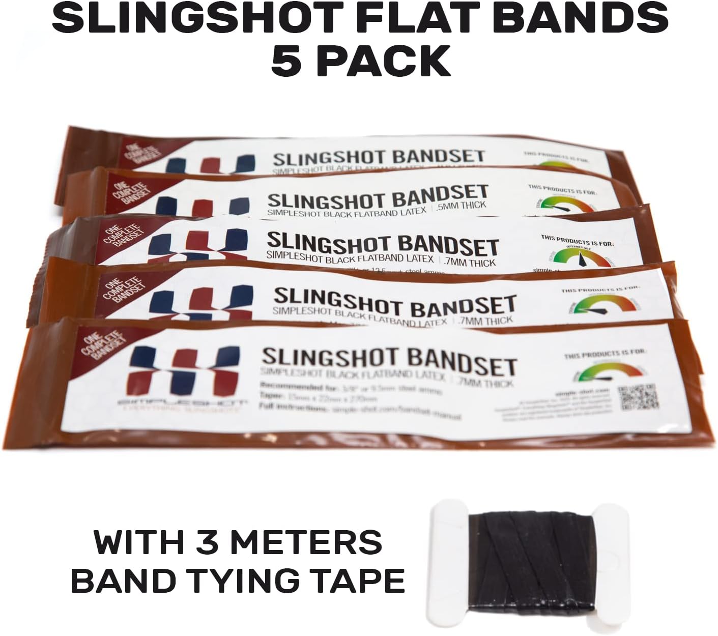 5pcs Slingshot Bandas Potente Profesional Caucho Elástico Catapulta Disparo Bandas Planas