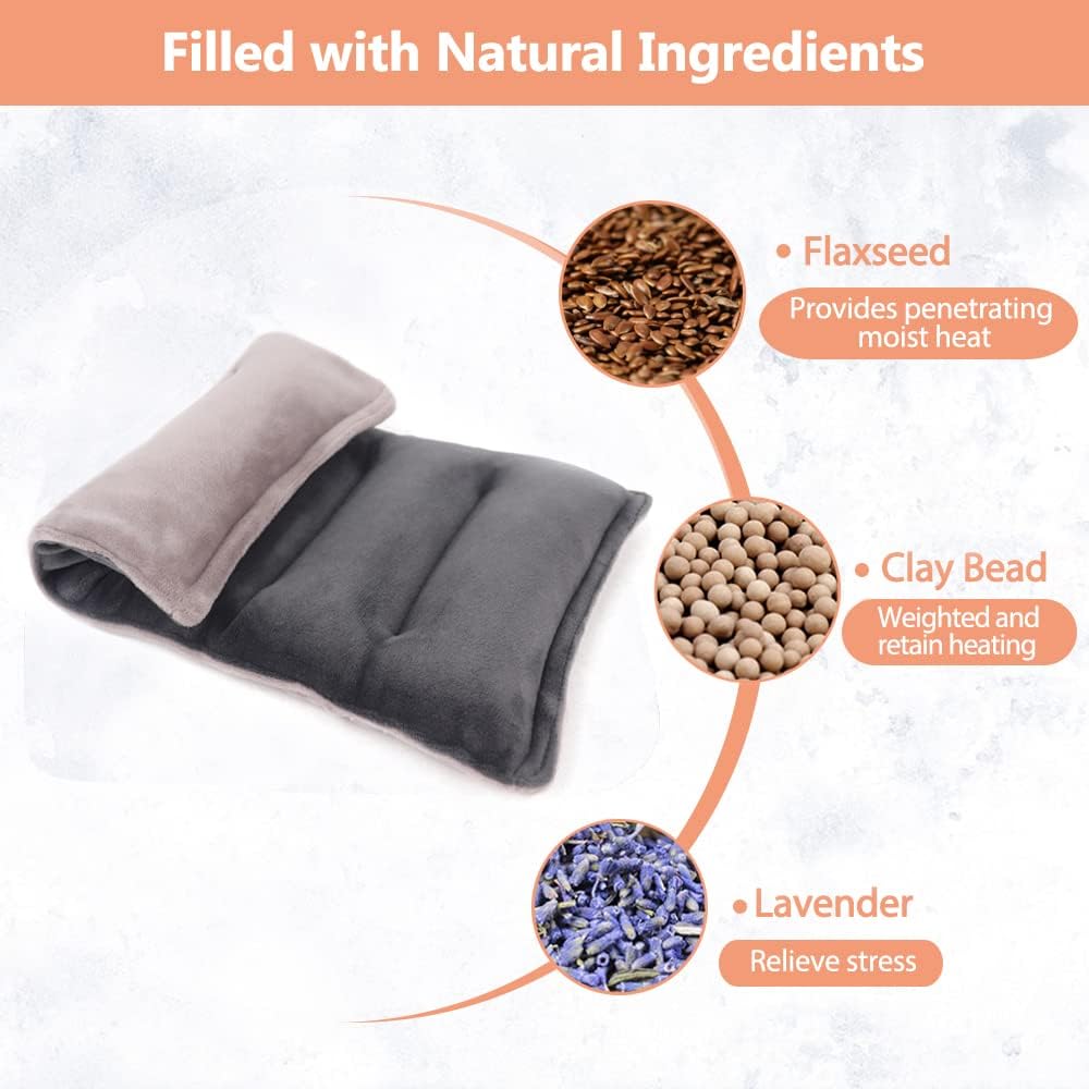 Comfheat Almohadilla térmica húmeda para microondas de 6 x 11 pulgadas, paquete de calor de lavanda para aliviar el dolor, cuello, hombro, rodilla,