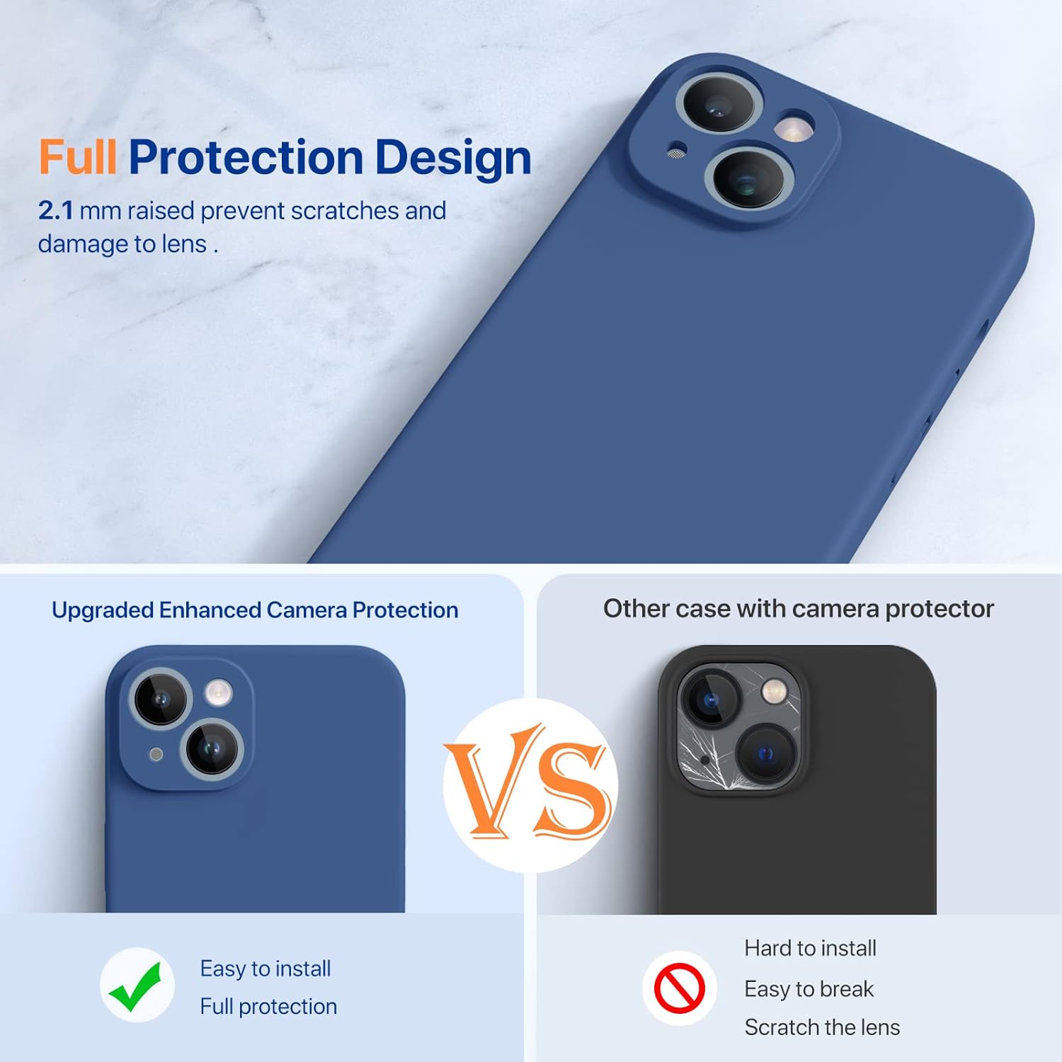 Miracase – Funda diseñada para iPhone 14, de silicona líquida a prueba de golpes, con protector de pantalla y forro de microfibra, protege mejor la