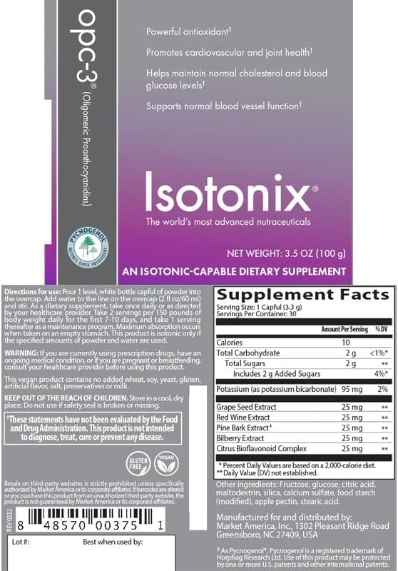 Isotonix OPC-3, promueve la salud cardiovascular, la salud de las articulaciones, el colesterol saludable, promueve la dilatación saludable de los