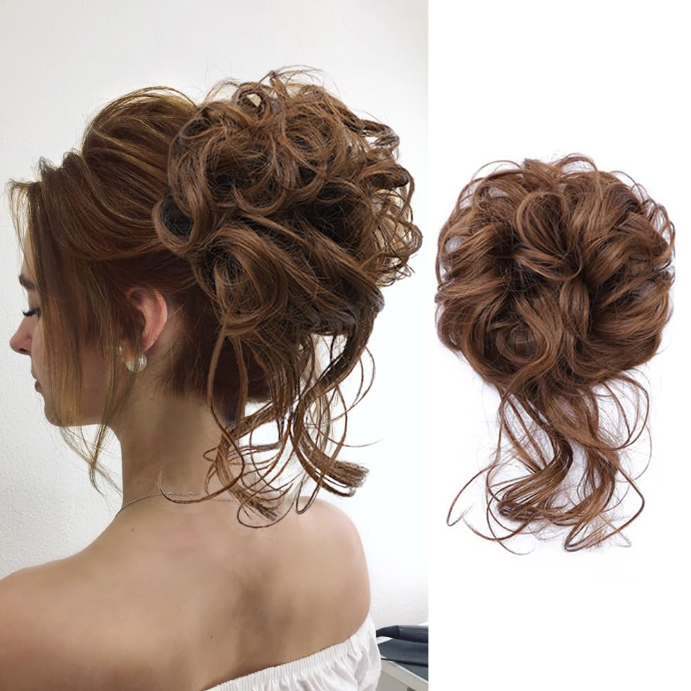 Extensiones de moño desordenado con banda elástica de goma elástica, moño rizado, moño desordenado y desordenado, moño desordenado para mujeres