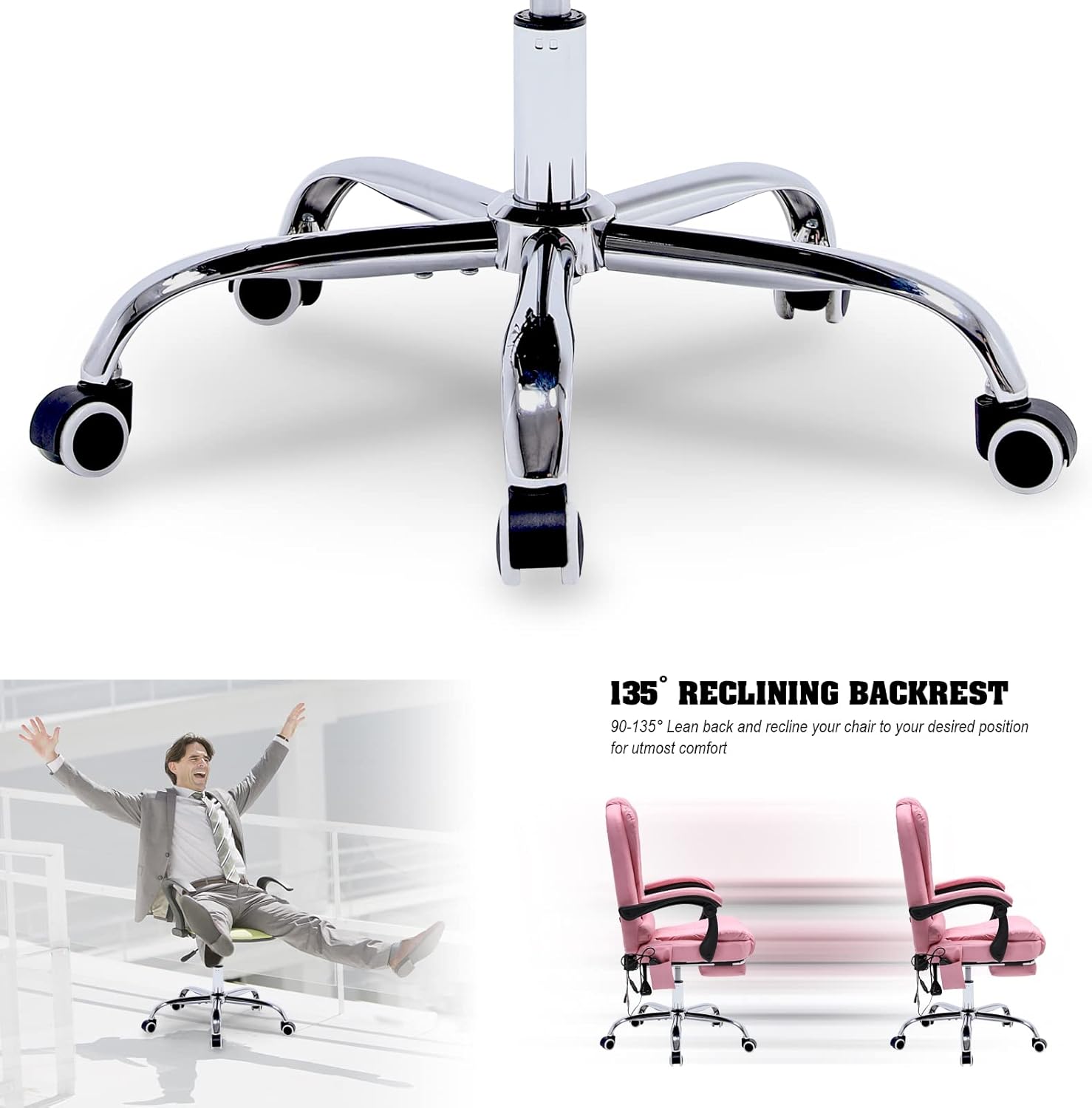Silla de oficina de masaje, silla ejecutiva ergonómica para computadora con reposapiés, silla de oficina ejecutiva de piel sintética con reposabrazo