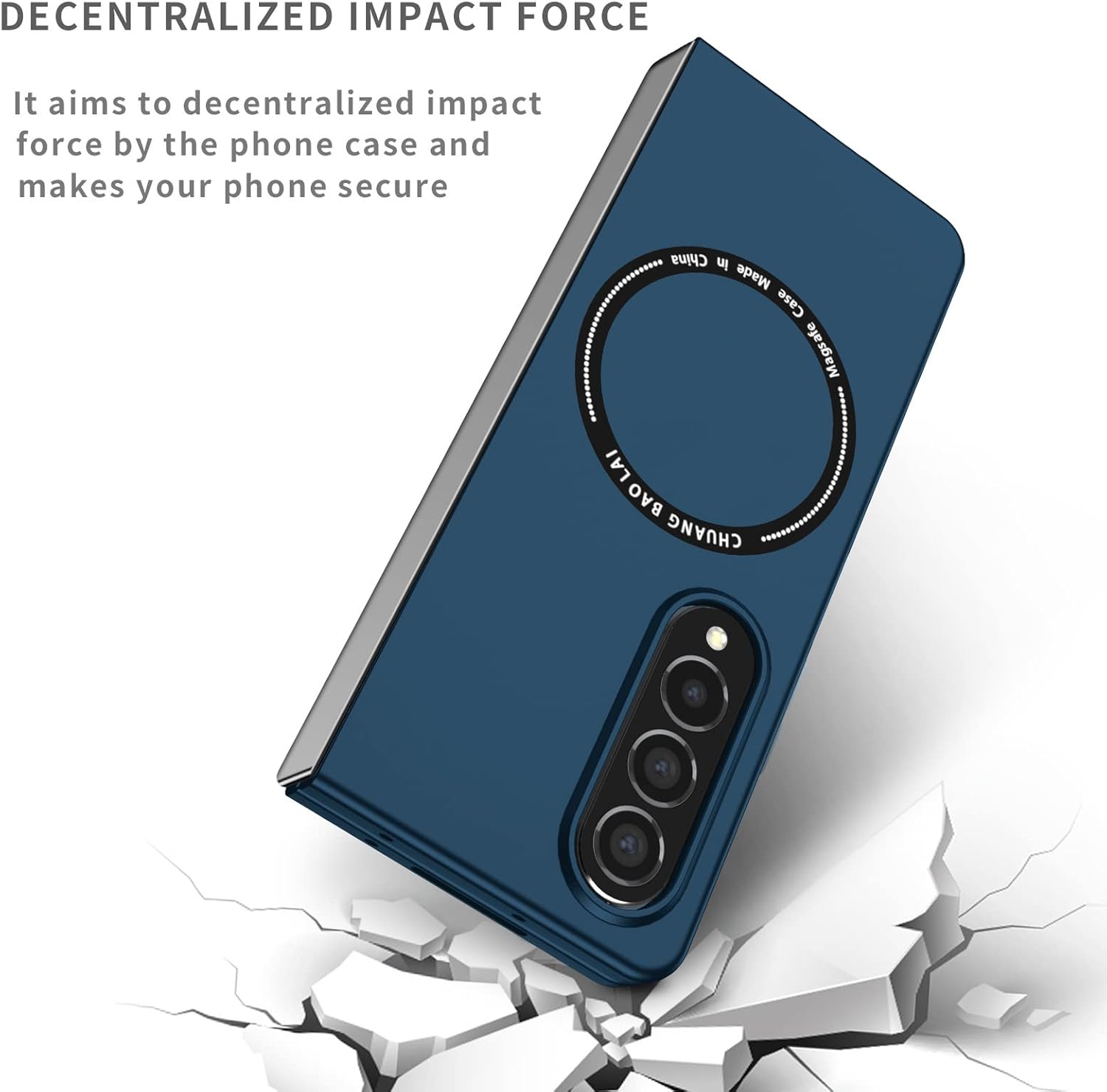 Ephoou Funda de teléfono para Samsung Galaxy Z Fold4 compatible con MagSafe, protección de doble capa de grado militar, a prueba de golpes con funda