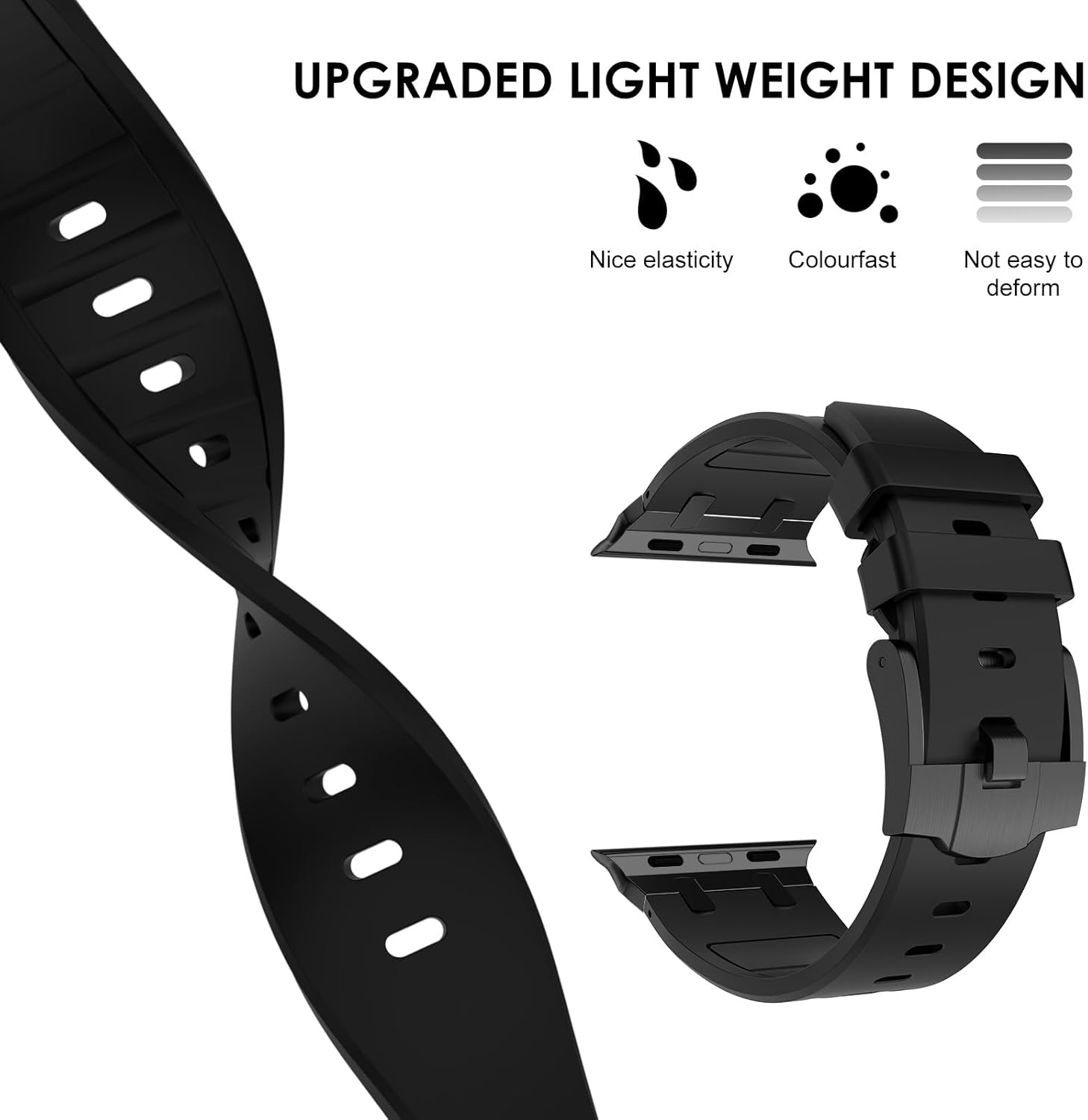NewWays Correa para Apple Watch Ultra Band de 1.929 in, 1.772 in, 1.732 in, 1.654 in, para hombres, correa de goma de silicona líquida deportiva