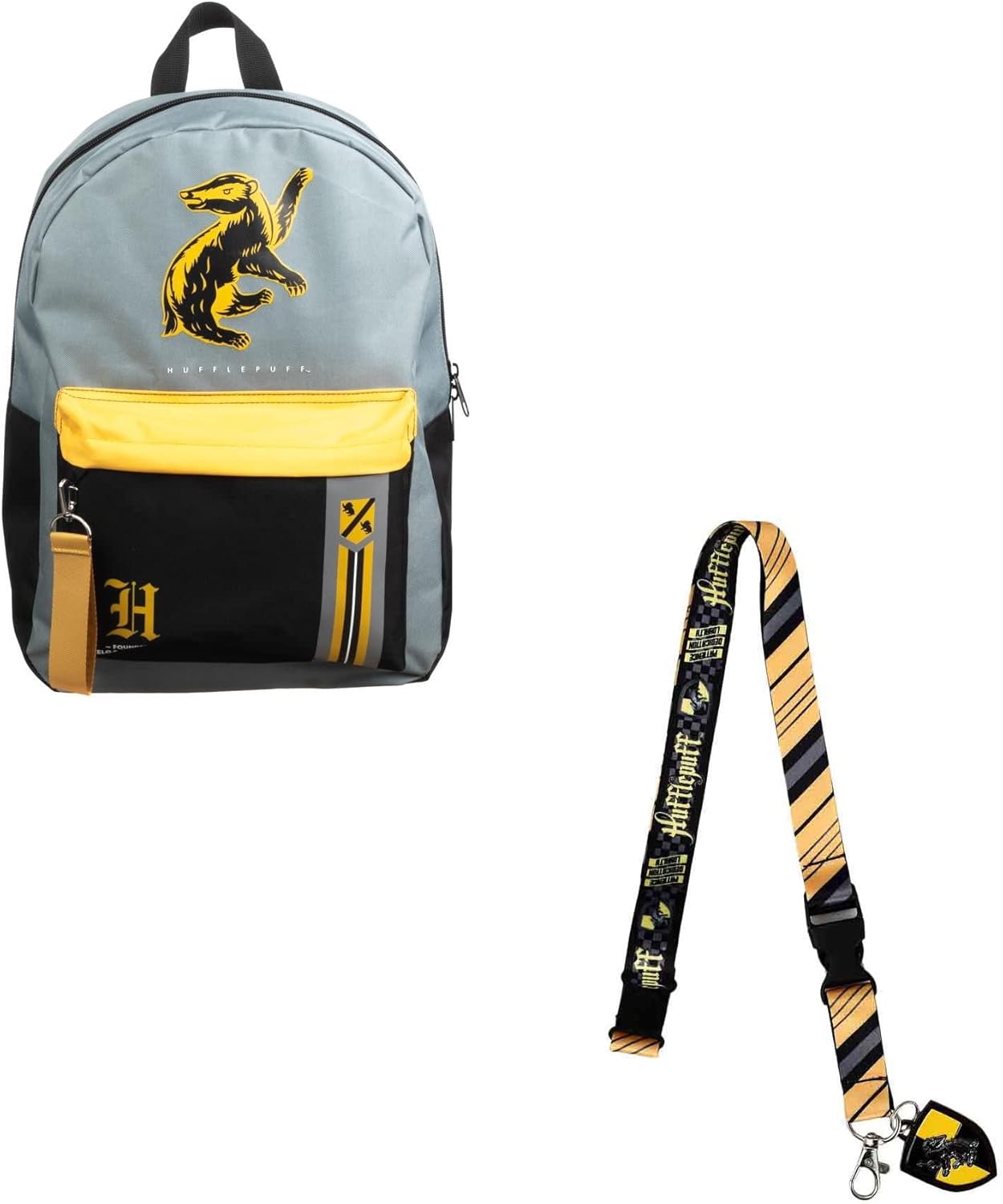 Bioworld Harry Potter Hufflepuff – Juego combinado de mochila para laptop de 16 pulgadas y cordón, Multi colorido, Personalizado