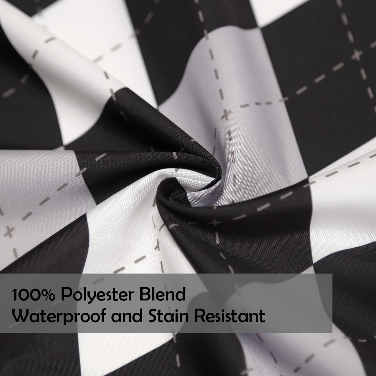 Tablecloth Black Checker Style for Party Festivals, 60×84 Plaid Table Cloth, Decorative Rectangle Table Cover, Waterproof Fabric for Picnic Indoor