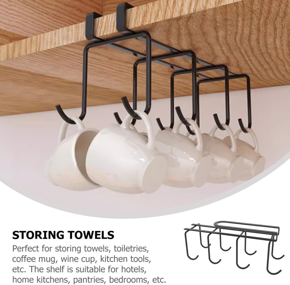 UPKOCH Soporte para tazas debajo del gabinete, estante para tazas, taza de café, té, debajo del armario, soporte para tazas