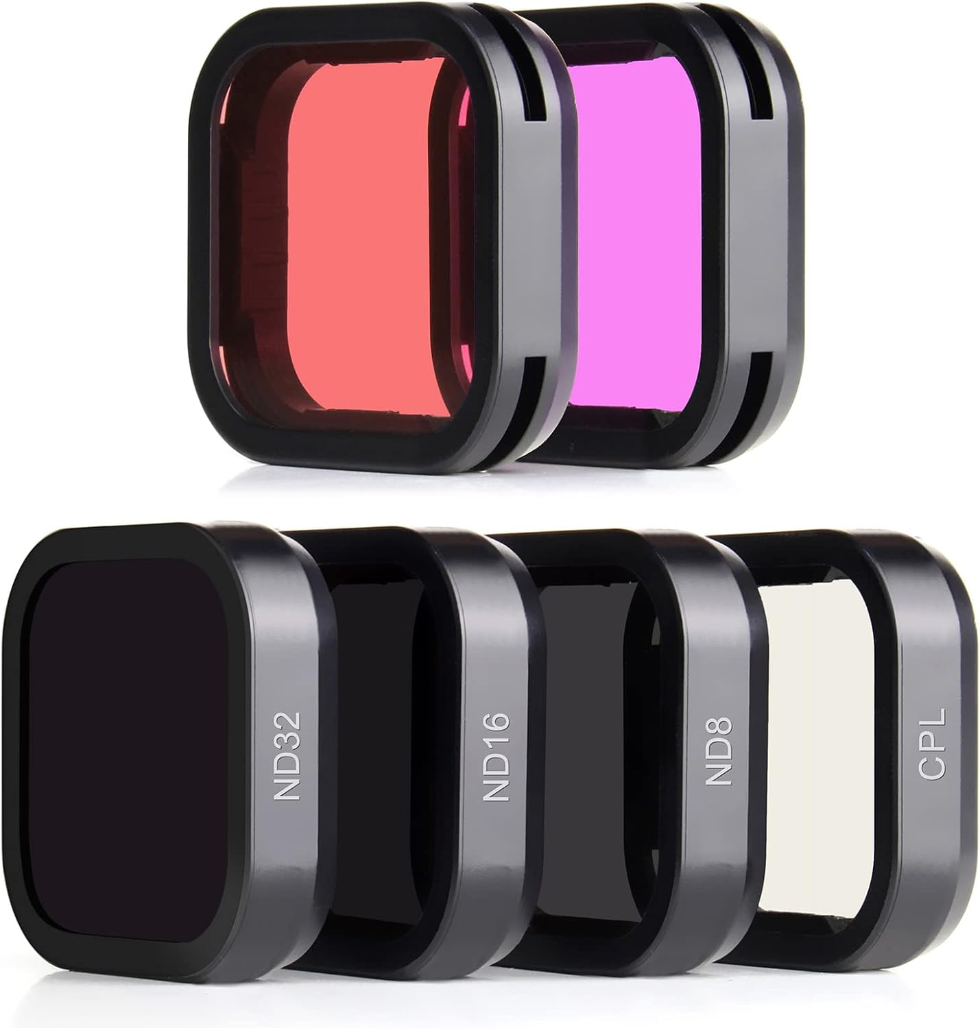 SOONSUN Paquete de 6 filtros de lente para GoPro Hero 12 11 10 9 negro (ND8, ND16, ND32, CPL, Magenta, filtro rojo claro), kit de filtro de lente