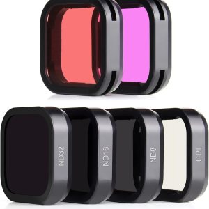 SOONSUN Paquete de 6 filtros de lente para GoPro Hero 12 11 10 9 negro (ND8, ND16, ND32, CPL, Magenta, filtro rojo claro), kit de filtro de lente SOONSUN Paquete de 6 filtros de lente para GoPro Hero 12 11 10 9 negro (ND8, ND16, ND32, CPL, Magenta, filtro rojo claro), kit de filtro de lente